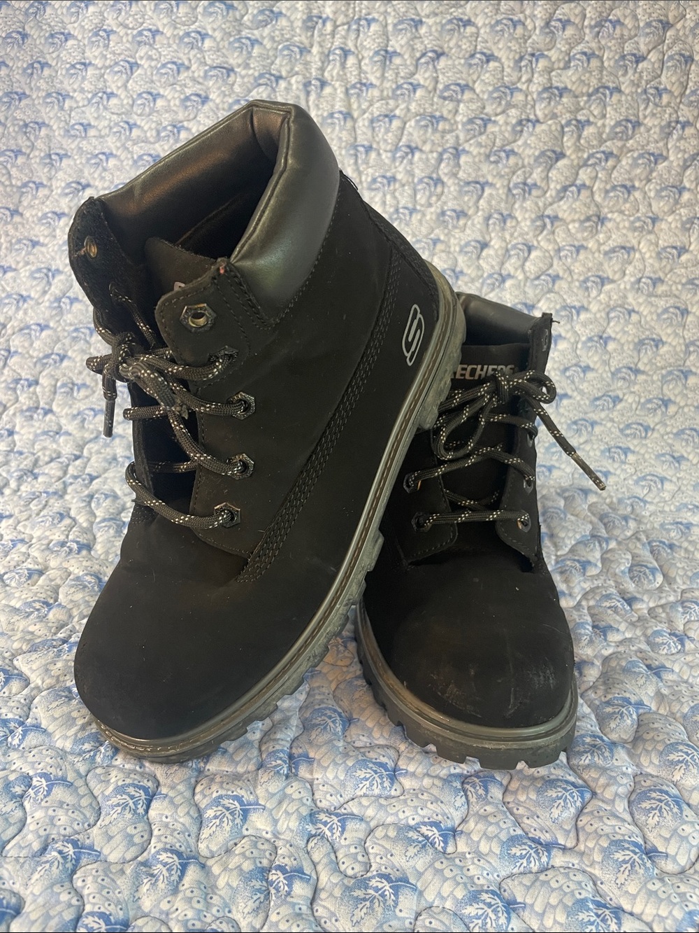Skechers Black Kids Lace-Up Ankle Boots